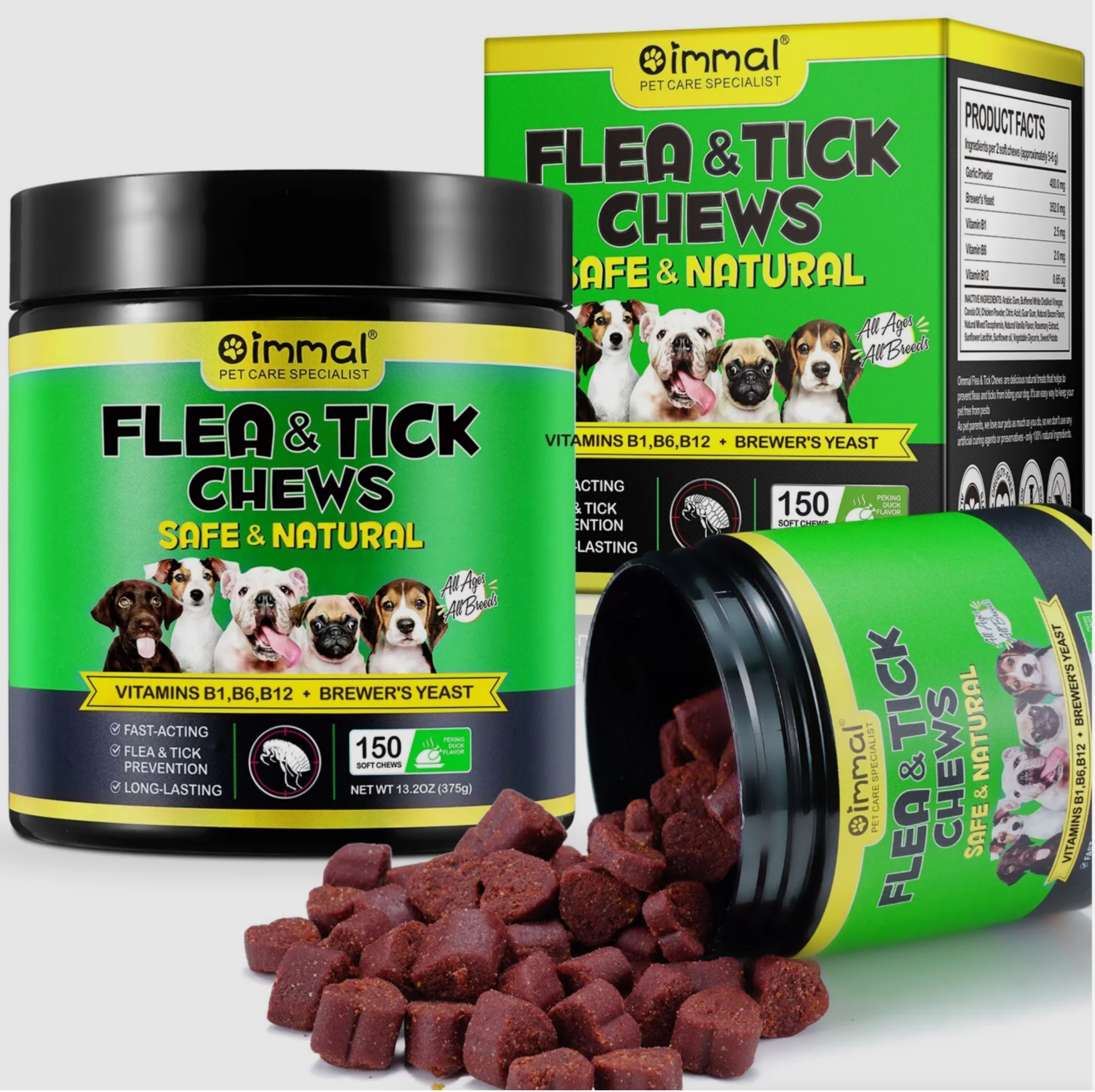 Oimmal Flea and Tick Dog Chews (150) - Peking Duck Flavour