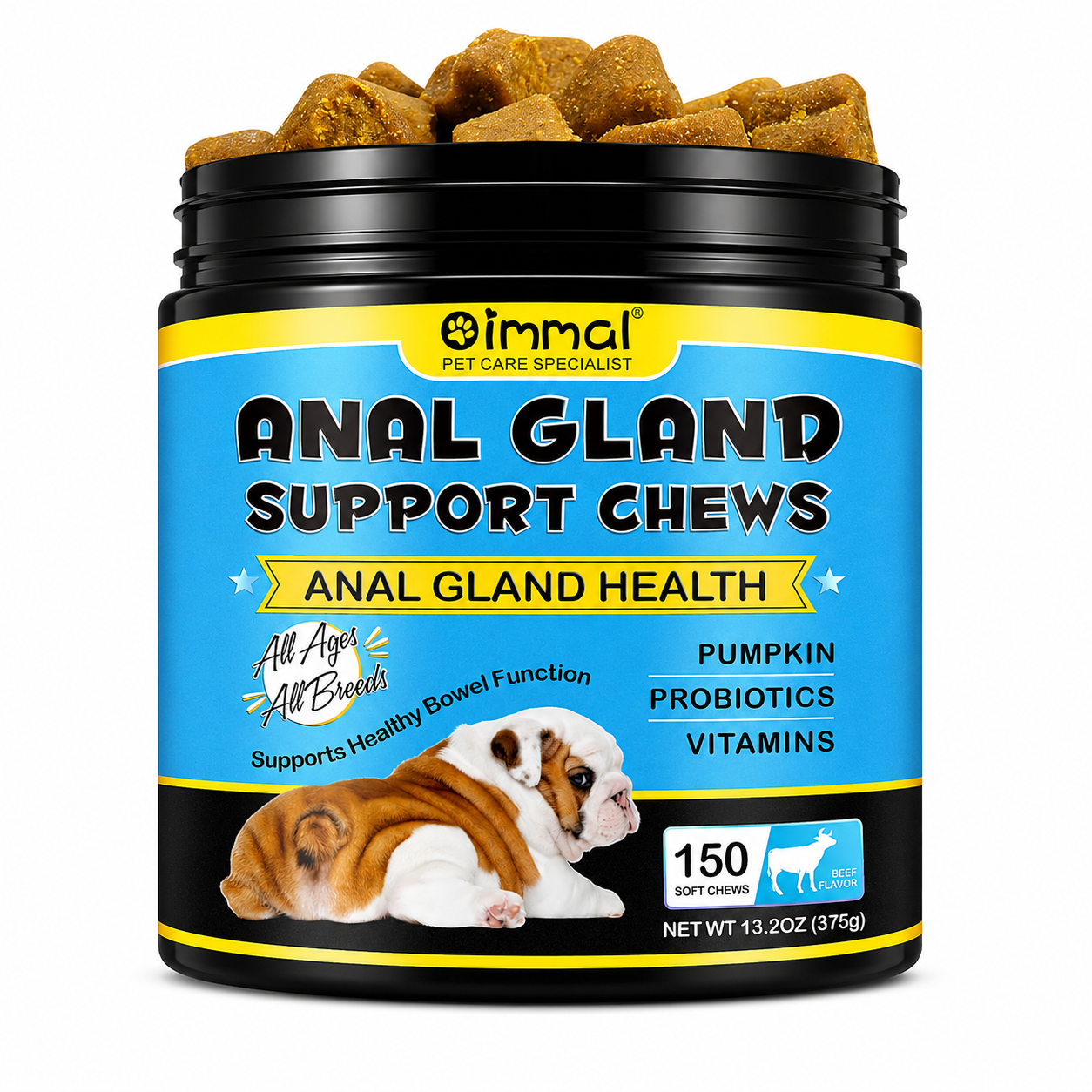 Oimmal Anal Gland Dog Chews (150) - Beef Flavour