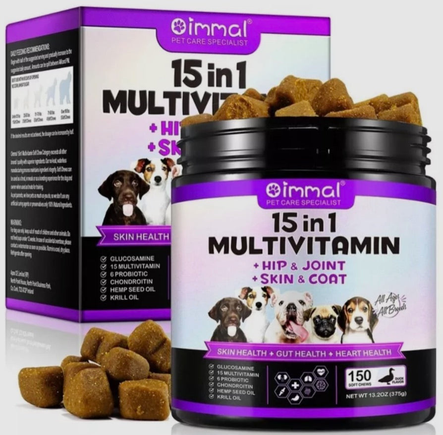 Oimmal Multivitamin 15 in 1 Dog Chews (150) - Duck Flavour