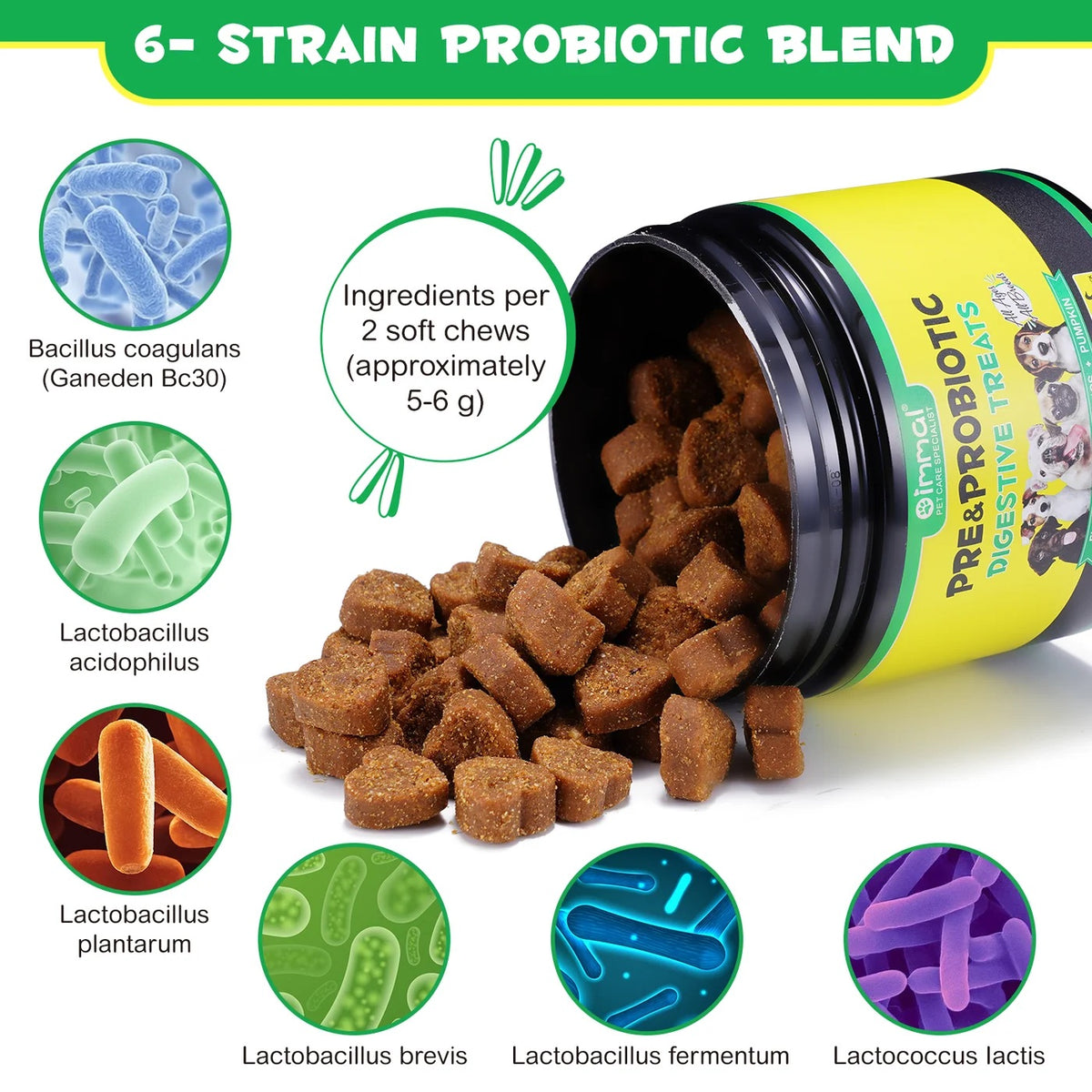 Oimmal Pre & Probiotic digestive dog treats (120) - Duck Flavour