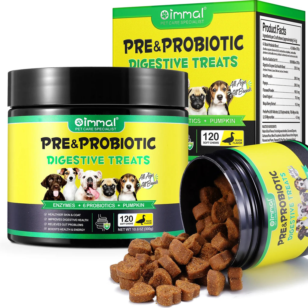 Oimmal Pre & Probiotic digestive dog treats (120) - Duck Flavour