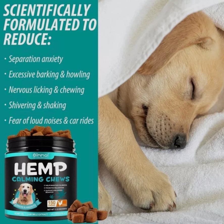 Oimmal Hemp calming dog chews (150) - Chicken Flavour